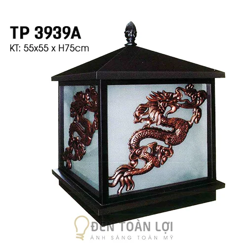 Đèn trụ màu đen công tường rào cho biệt thự sang trọng