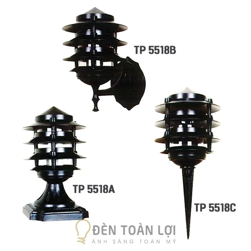Đèn trụ màu đen trang trí không gian vườn hình quả thông