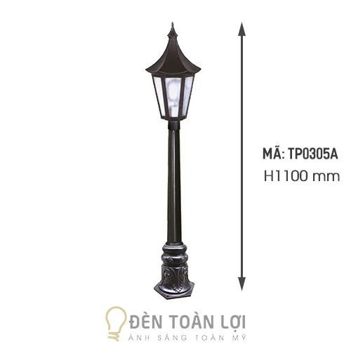 Đèn trụ màu đen trụ công viên kiểu dáng đẹp nổi bật