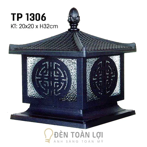 Đèn trụ màu đen công tường rào hiện đại