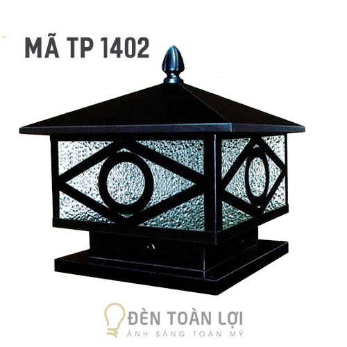 Đèn trụ cổng: Mẫu đèn trụ cổng vuông giá rẻ size 20 cm - Đèn Toàn Lợi