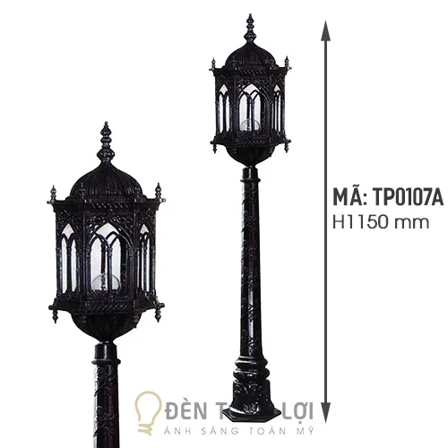 Đèn trụ màu đen trụ sân vườn phong cách tinh tế
