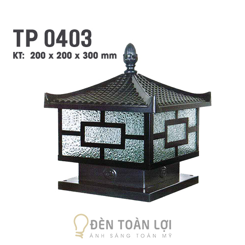 Đèn trụ cổng TP0403 mái ngói chóp nhọn
