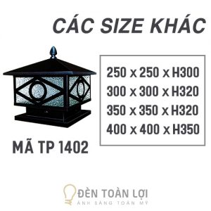 Đèn trụ cổng mã TP 1402 size 200 mm giá rẻ tphcm