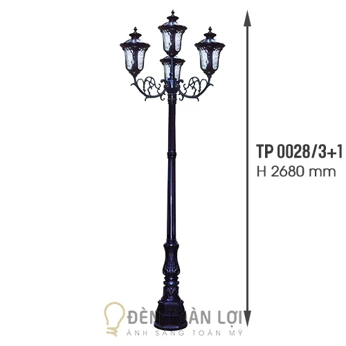 Đèn trụ cổng sân vườn biệt thự cao cấp Mã TP0028/3+1
