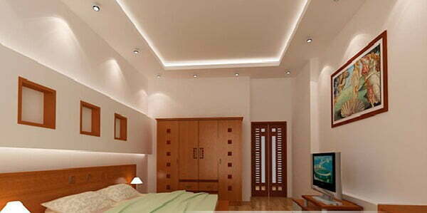 Cách bố trí đèn led phong cách hiện đại cho phòng ngủ có trần ...