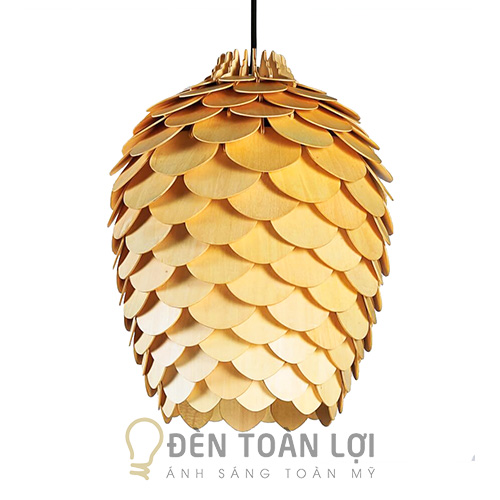 Đèn gỗ hình quả thông trang trí phòng khách, quán cà phê - ảnh 2