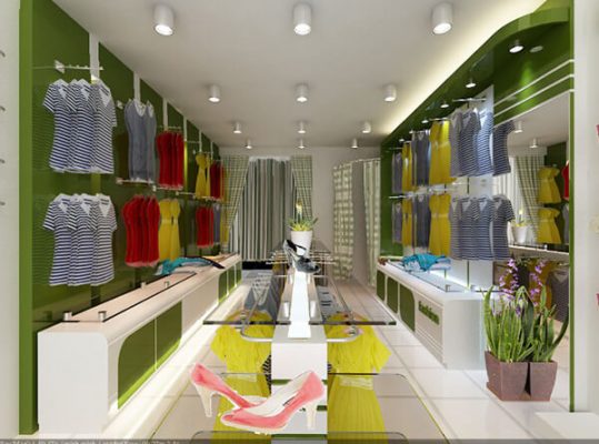 Đèn LED âm trần trong shop thời trang