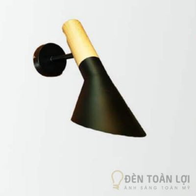 Đèn Vách Đèn trang trí gắn tường hiện đại hình nón chụp đầu trụ gỗ