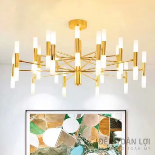 Đèn thả màu đen trang trí hiện đại 20 bóng sơn đen vàng led