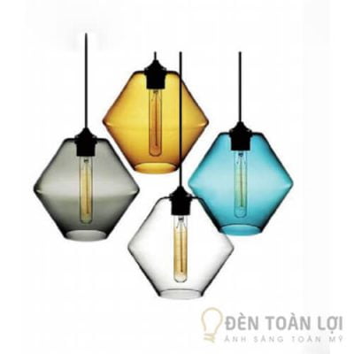 Đèn thả thủy tinh nhiều màu dáng khối trong danh mục đèn thả trang trí