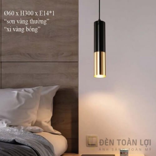 Đèn thả ống trụ đen vàng đầu giường trong danh mục đèn thả trang trí góc 2