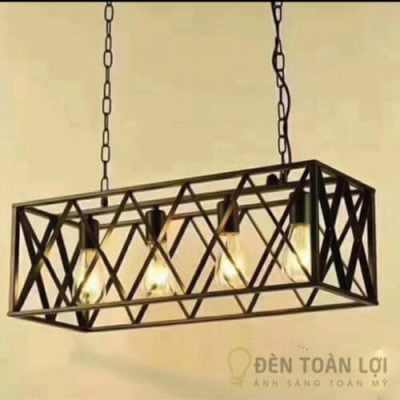 Đèn thả khung sắt hộp 4 bóng treo xích trong danh mục đèn thả trang trí góc 2