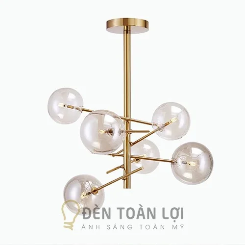 Đèn thả chùm nghệ thuật 6 bóng thuỷ tinh trang trí bàn ăn, phòng khách