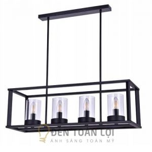 Đèn thả khung đen 4 chụp nến đơn giản - TPHCM