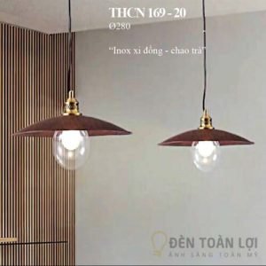 Đèn thả chao thủy tinh màu trà Ø280mm trang trí bàn ăn