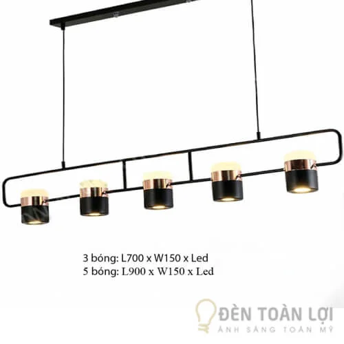 Đèn thả hiện đại xi coper loại 3 và 5 bóng trang trí quán cafe