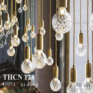 Đèn thả thuỷ tinh hình quả bóng dây vàng thả thông tầng cực đẹp TPHCM