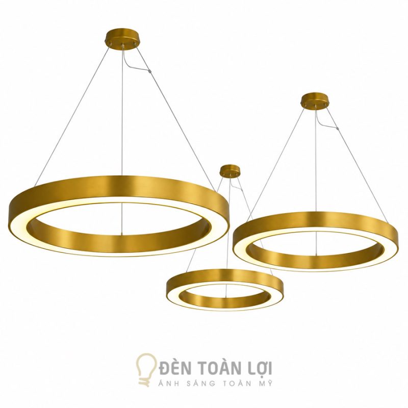 Đèn thả 3 vòng tròn xi vàng hiện đại THCN 211