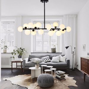Đèn thả: Mẫu đèn thả chao thủy tinh xi vàng / xi đen THCN 190 trang trí
