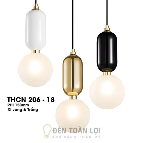 Đèn thả đơn khối cầu thủy tinh sữa xi vàng hoặc Trắng
