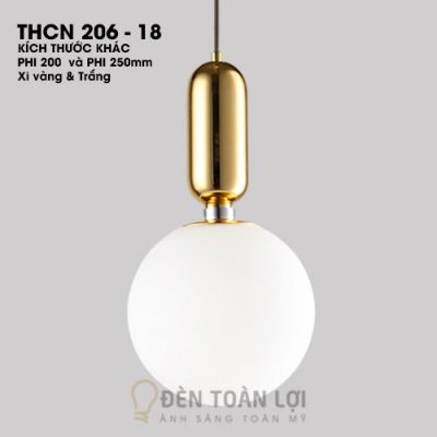 Đèn thả đơn khối cầu thủy tinh sữa xi vàng hoặc Trắng