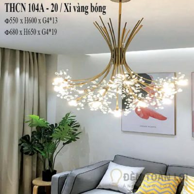 Đèn thả chùm hoa thủy tinh xi vàng THCN105A