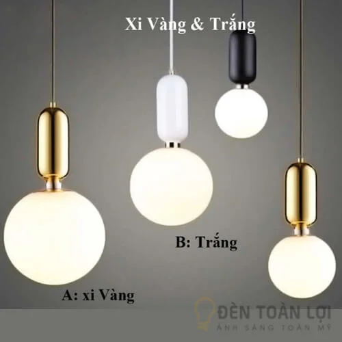 Đèn thả đơn khối cầu thủy tinh sữa Ø150-Ø250mm trang trí (1)