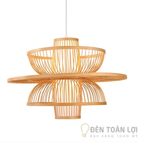 Đèn mây tre đối xứng thả trần trang trí