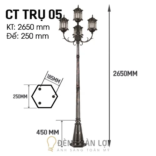 Đèn trụ cột cổ điển 4 bóng trang trí siêu rẻ