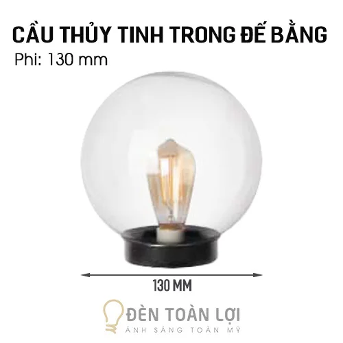 đèn trụ công màu đen cầu thủy tinh trong đế bằng giá rẻ