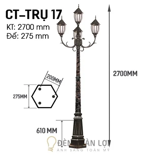 Đèn trụ cột công viên 4 bóng