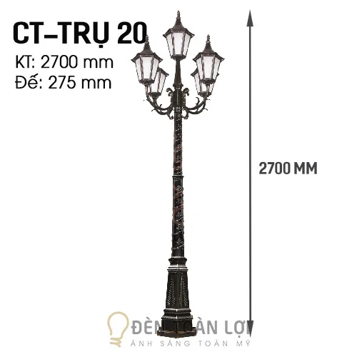 Đèn trụ cột đèn trụ sân vườn 5 bóng