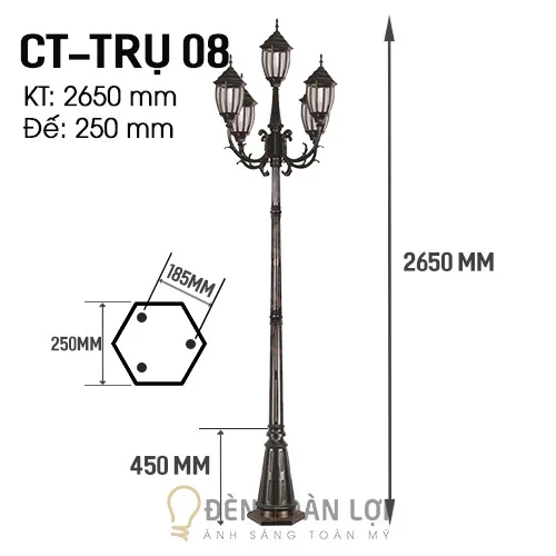 Đèn trụ cột sân vườn 5 bóng