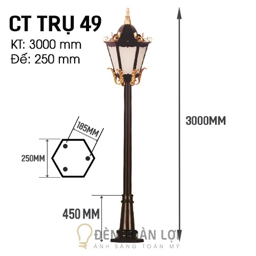 Đèn Trụ Màu Đen Trang Trí Vườn