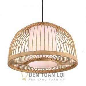 đèn mây tre lông nhựa nửa cầu phi 30