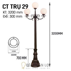 Đèn cột trụ 4 bóng cầu trang trí khuôn viên khách sạn