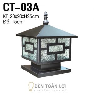 Đèn Trụ Cổng Mẫu đèn trụ cổng biệt thự size 20 giá rẻ mã CT03A