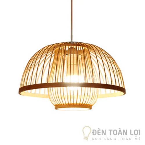 Đèn mây tre đan nửa cầu