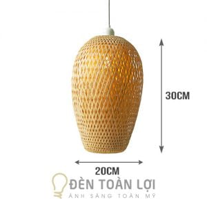 Đèn mây tre đan thủ công hình Ovan trang trí đẹp mắt - Size 20*30