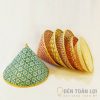 Đèn mây tre thả trần hình nón lá hoa văn đẹp mắt dùng trang trí