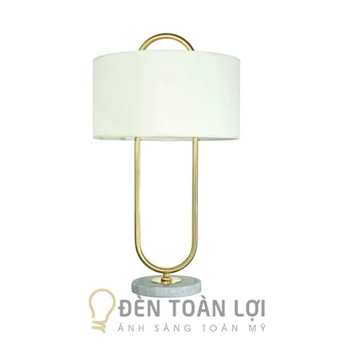 Đèn ngủ để bàn cao cấp thân xi vàng và chao vải DB8172