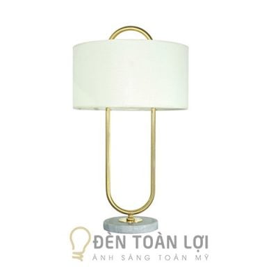 Đèn ngủ để bàn cao cấp thân xi vàng và chao vải DB8172