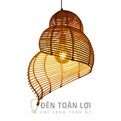 Đèn mây tre hình vỏ ốc trang trí