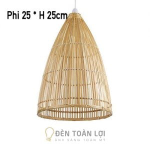 Đèn nơm cá bằng tre trang trí quán cơm Phúc Lộc Thọ Phi 25 cm
