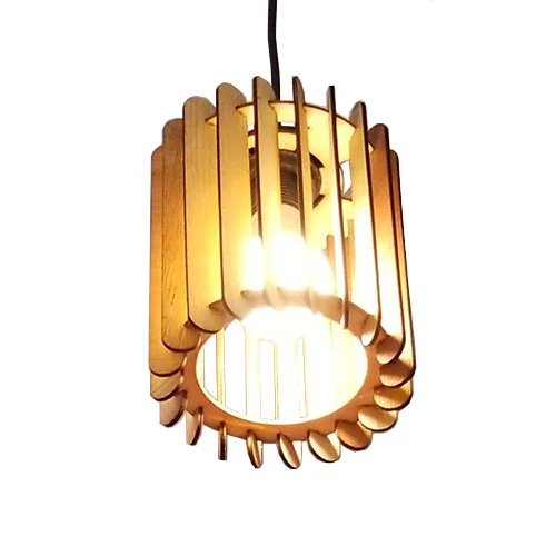 đèn gỗ hình trụ thanh giống que kem trang trí