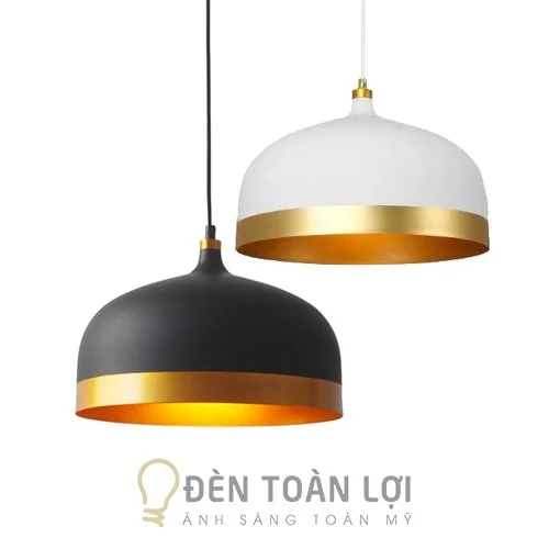 Đèn thả chao sắt sơn tĩnh điện long vàng viền vàng TCF-40