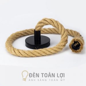 Đèn thả: Mẫu đèn thả dây thừng đơn trang trí không gian vintage