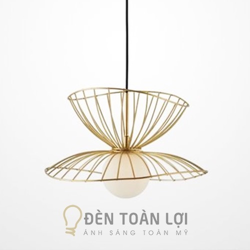 Đèn thả khung sắt đồng hai vành loe trong danh mục đèn thả trang trí góc 6