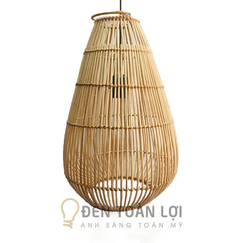 Đèn mây tre đan thủ công tạo ánh sáng nghệ thuật cho không gian